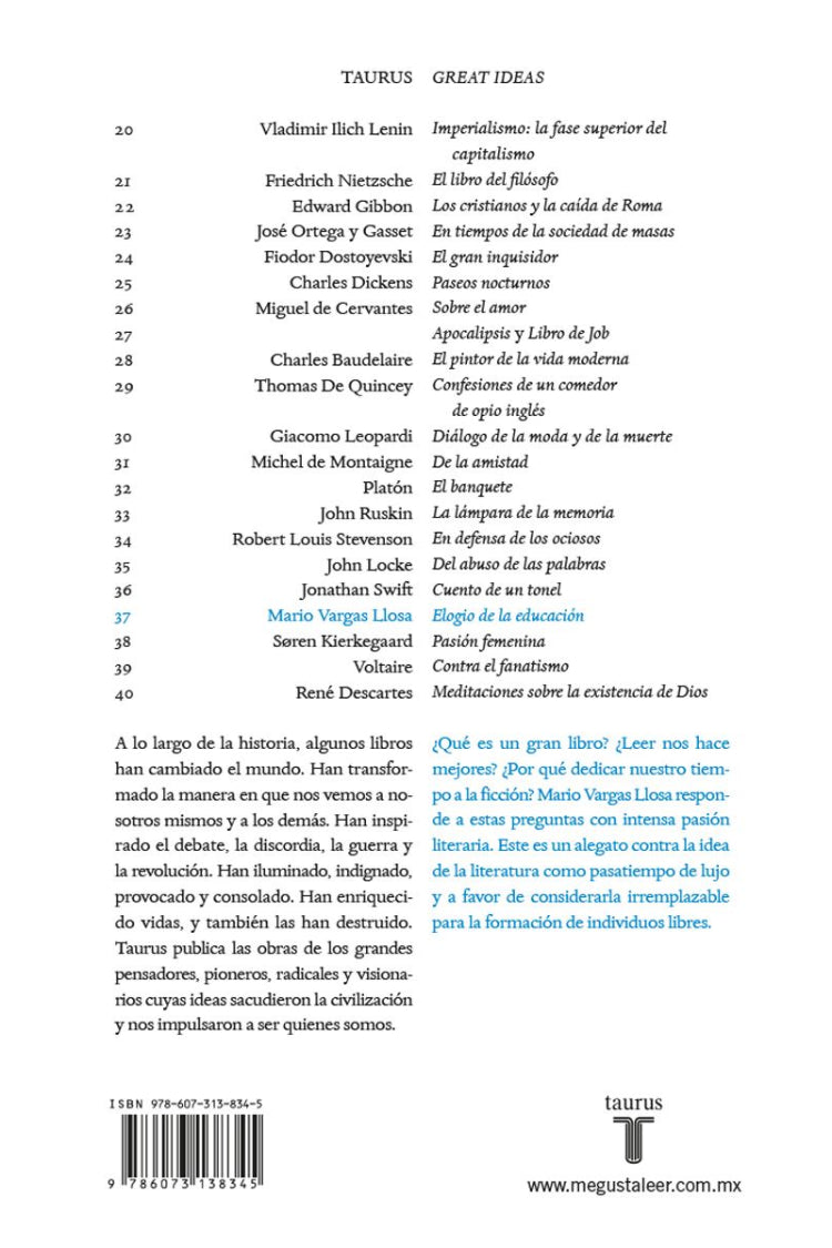 Elogio De La Educación - Mario Vargas Llosa